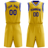 Custom Gold Royal Solid Color Basketball Jersey