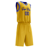 Custom Gold Royal Solid Color Basketball Jersey