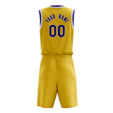 Custom Gold Purple Solid Color Basketball Jersey