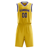 Custom Gold Purple Solid Color Basketball Jersey