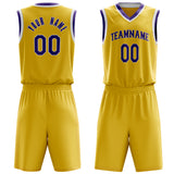 Custom Gold Purple Solid Color Basketball Jersey