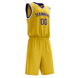 Custom Gold Purple Solid Color Basketball Jersey