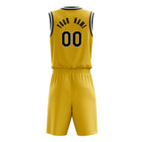 Custom Gold Black Solid Color Basketball Jersey