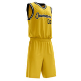 Custom Gold Black Solid Color Basketball Jersey