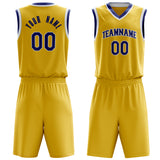 Custom Gold Royal Solid Color Basketball Jersey