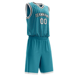 Custom Teal White Pinstripe Basketball Jersey