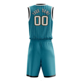 Custom Teal White Pinstripe Basketball Jersey