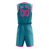 Custom Teal Pink Solid Color Basketball Jersey