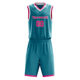 Custom Teal Pink Solid Color Basketball Jersey