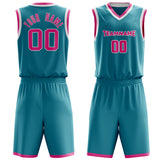 Custom Teal Pink Solid Color Basketball Jersey