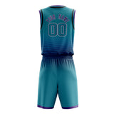 Custom Teal Purple Solid Color Basketball Jersey