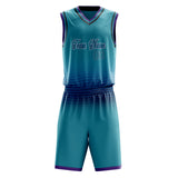 Custom Teal Purple Solid Color Basketball Jersey