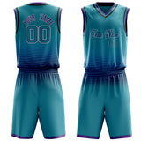 Custom Teal Purple Solid Color Basketball Jersey