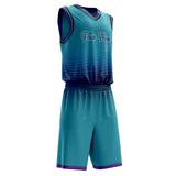 Custom Teal Purple Solid Color Basketball Jersey