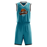 Custom Teal Black Solid Color Basketball Jersey