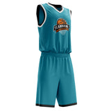 Custom Teal Black Solid Color Basketball Jersey