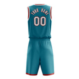 Custom Teal White Solid Color Basketball Jersey