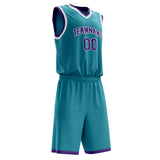 Custom Teal Purple Pinstripe Basketball Jersey