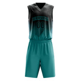 Custom Teal Black Fade Basketball Jersey