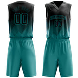 Custom Teal Black Fade Basketball Jersey