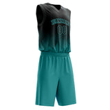 Custom Teal Black Fade Basketball Jersey