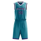 Custom Teal Purple Solid Color Basketball Jersey