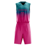 Custom Teal Pink Split Basketball Jersey