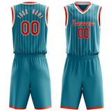 Custom Teal Orange Pinstripe Basketball Jersey