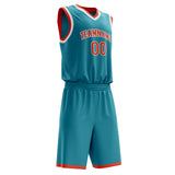 Custom Teal Orange Pinstripe Basketball Jersey