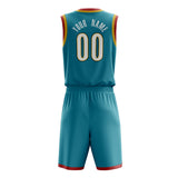 Custom Teal White Solid Color Basketball Jersey