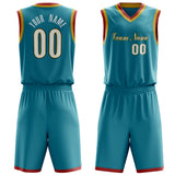 Custom Teal White Solid Color Basketball Jersey