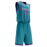 Custom Teal Purple Pinstripe Basketball Jersey