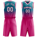 Custom Teal Pink Fade Basketball Jersey