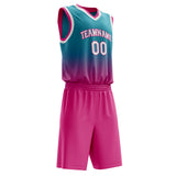 Custom Teal Pink Fade Basketball Jersey