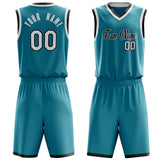 Custom Teal White Solid Color Basketball Jersey