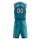 Custom Teal White Solid Color Basketball Jersey