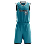 Custom Teal White Solid Color Basketball Jersey