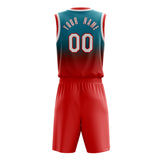 Custom Teal Red Fade Basketball Jersey