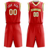 Custom Red White Solid Color Basketball Jersey