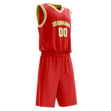 Custom Red White Solid Color Basketball Jersey