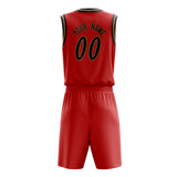 Custom Red Black Solid Color Basketball Jersey