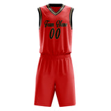 Custom Red Black Solid Color Basketball Jersey