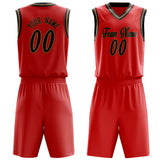 Custom Red Black Solid Color Basketball Jersey