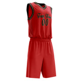 Custom Red Black Solid Color Basketball Jersey