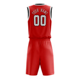 Custom Red White Solid Color Basketball Jersey