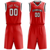 Custom Red White Solid Color Basketball Jersey