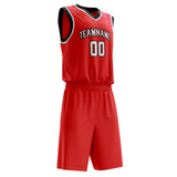 Custom Red White Solid Color Basketball Jersey