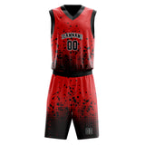 Custom Red Black Solid Color Basketball Jersey