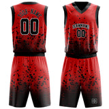 Custom Red Black Solid Color Basketball Jersey