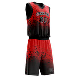 Custom Red Black Solid Color Basketball Jersey